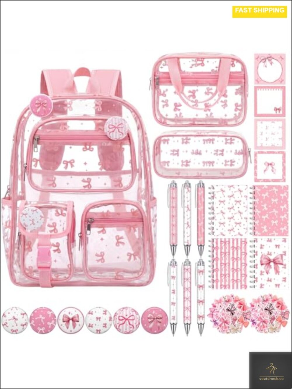30pcs Clear Backpack Set with Lunch Bag & Stationery Case